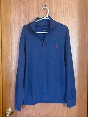 U.S. Polo Assn. Men's Navy Half-Zip Pullover Sweater with Red Logo